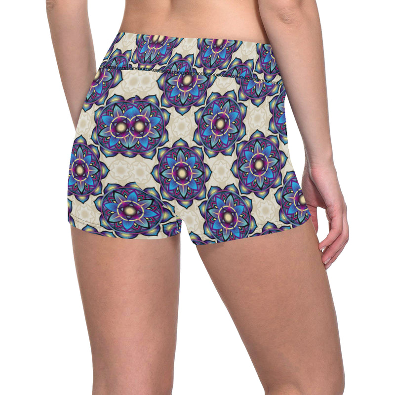 lotus Boho Pattern Print Design LO08 Yoga Shorts