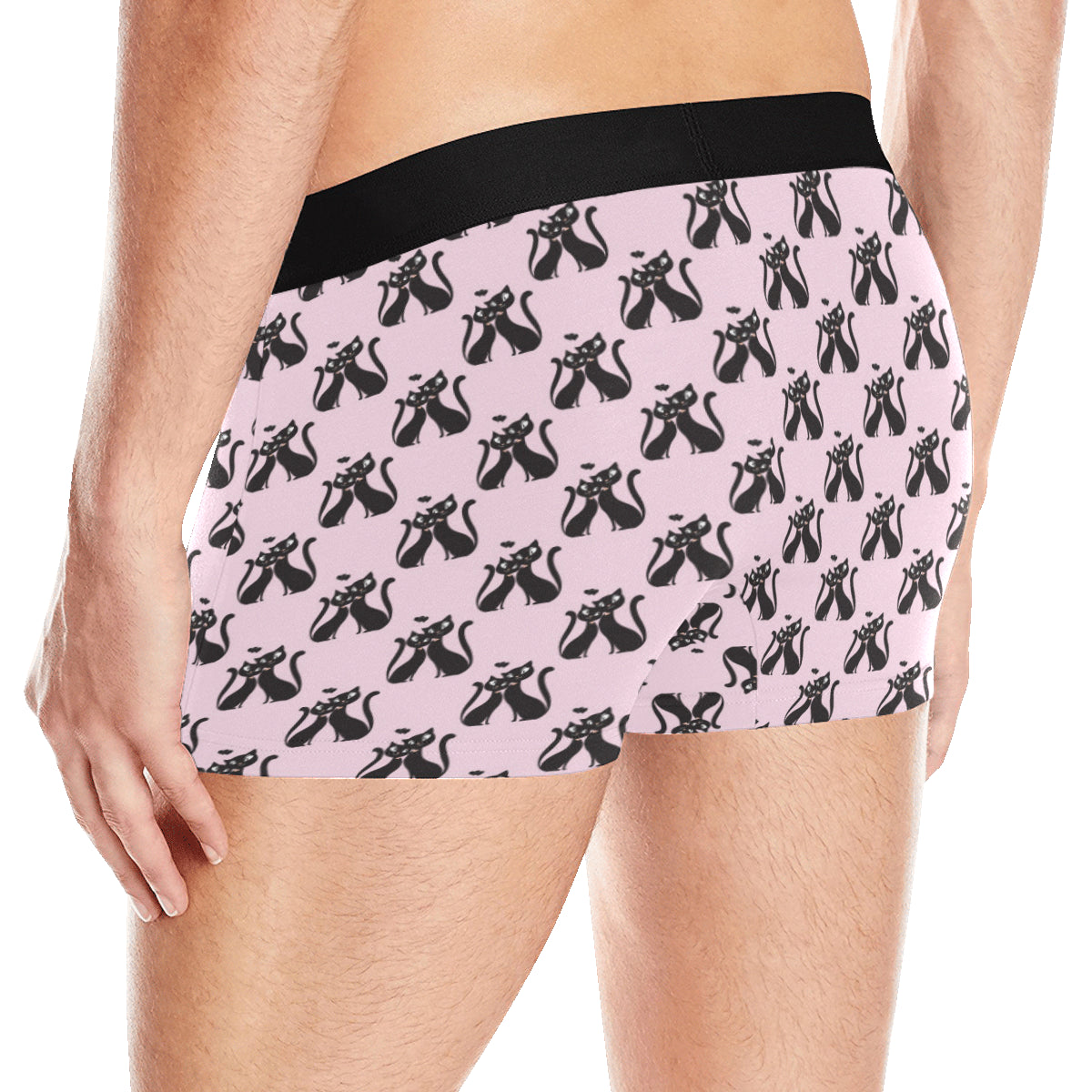 Black Cat Pattern Print Design 01 Men's Boxer Briefs