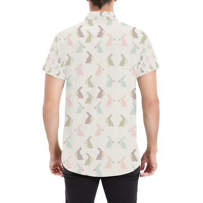 Bunny Pattern Print Design 05 Men's Short Sleeve Button Up Shirt
