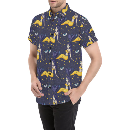Pisces Pattern Print Design A04 Men's Short Sleeve Button Up Shirt