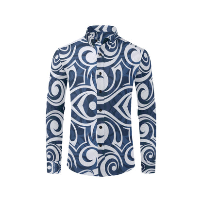 Maori Pattern Print Design 01 Men's Long Sleeve Shirt