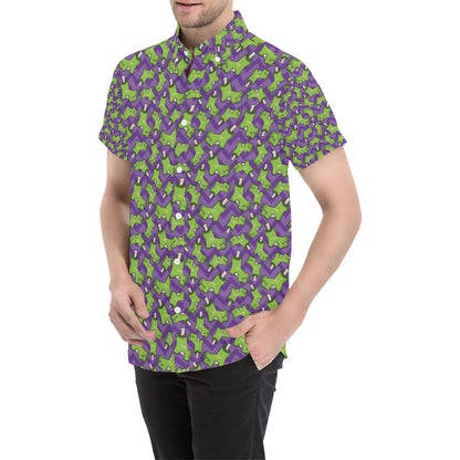 Zombie Foot Design Pattern Print Men's Short Sleeve Button Up Shirt