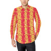 Orange Hibiscus Pattern Print Design HB018 Men's Long Sleeve Shirt