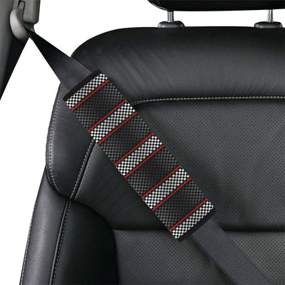 Checkered Flag Red Line Style Car Seat Belt Cover