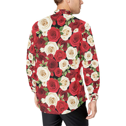 Rose Pattern Print Design RO06 Men's Long Sleeve Shirt