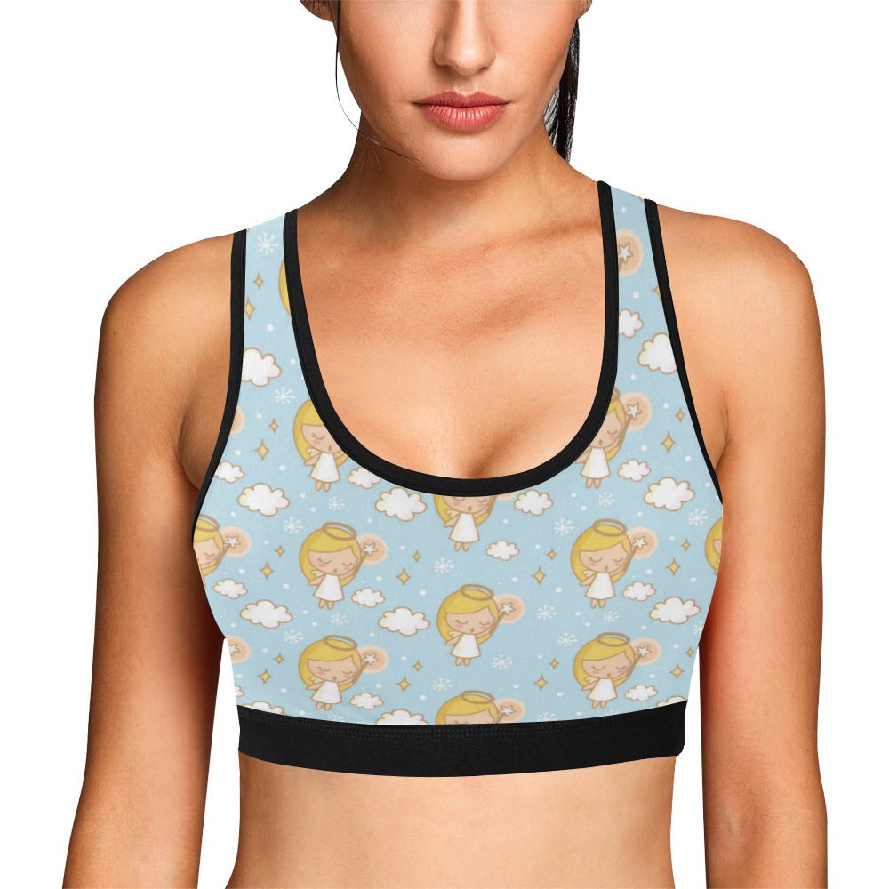 Angel Pattern Print Design 05 Sports Bra