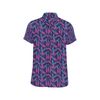 Banana Leaf Pattern Print Design 08 Men's Short Sleeve Button Up Shirt