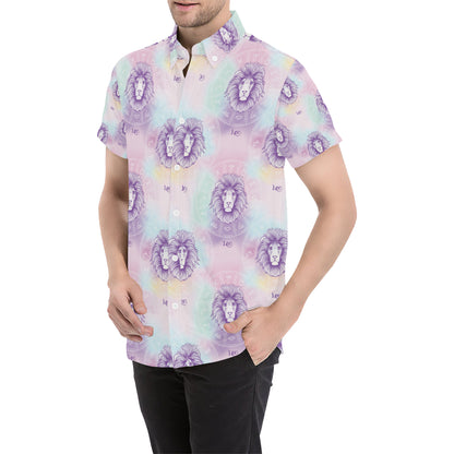 Leo Pattern Print Design 03 Men's Short Sleeve Button Up Shirt