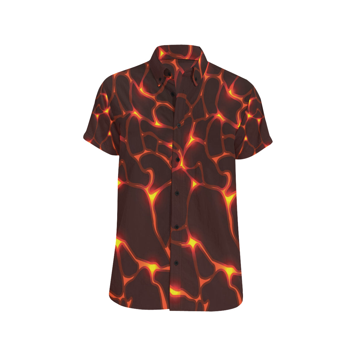 Lava Pattern Print Design 02 Men's Short Sleeve Button Up Shirt