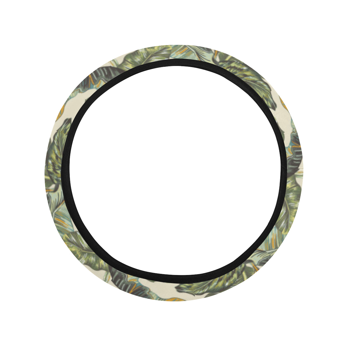 Banana Leaf Pattern Print Design 04 Steering Wheel Cover with Elastic Edge