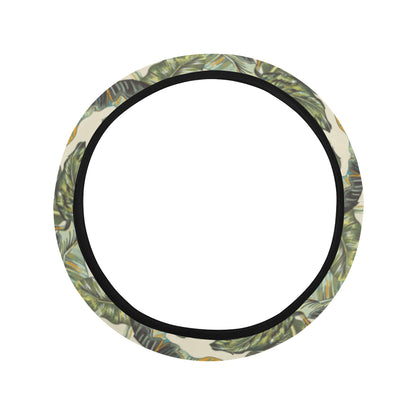 Banana Leaf Pattern Print Design 04 Steering Wheel Cover with Elastic Edge
