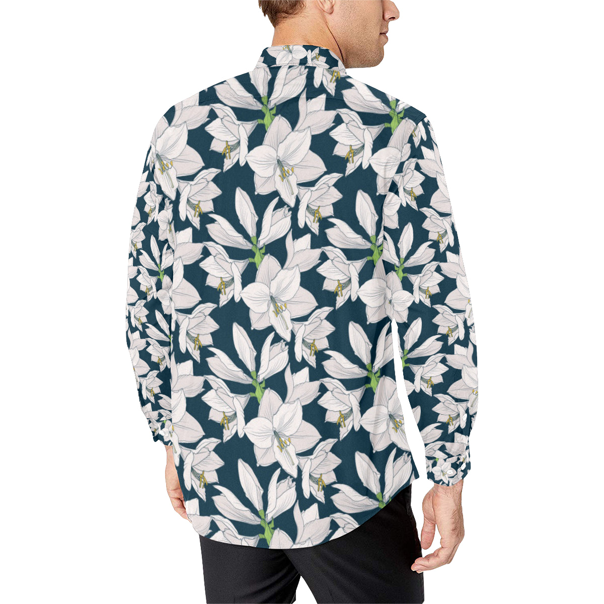Amaryllis Pattern Print Design AL02 Men's Long Sleeve Shirt