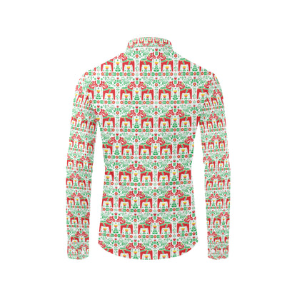 Swedish Dala Style Pattern Men's Long Sleeve Shirt