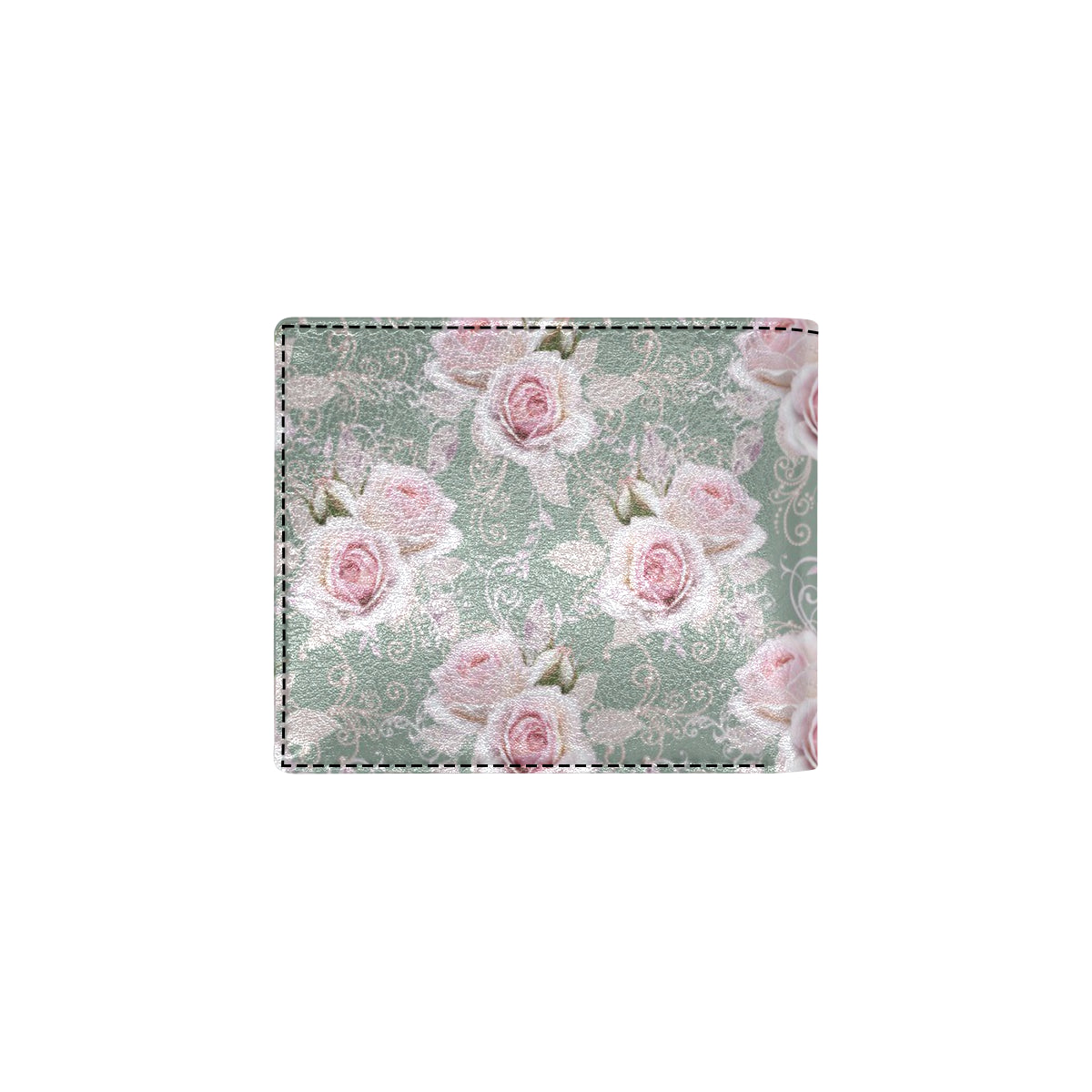 Rose White Pattern Print Design RO012 Men's ID Card Wallet