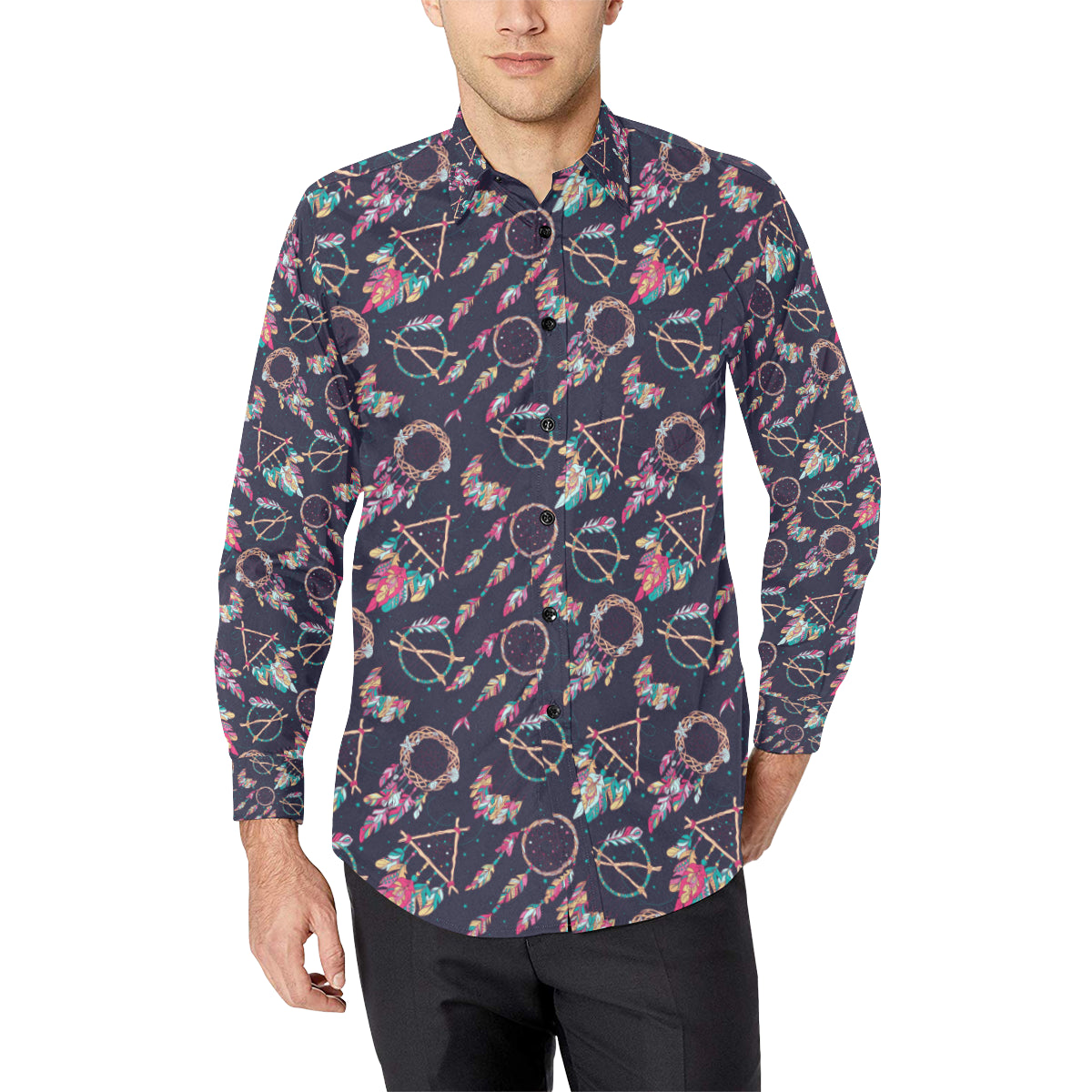 Boho Dream Catcher Colorful Men's Long Sleeve Shirt