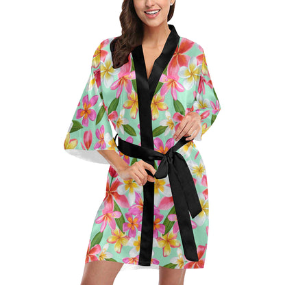Plumeria Pattern Print Design PM014 Women Kimono Robe