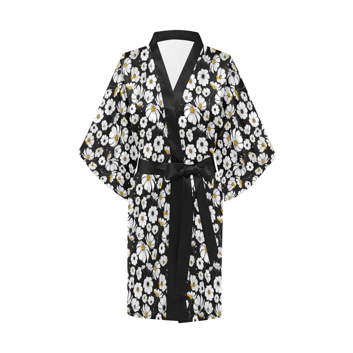 Daisy Pattern Print Design 02 Women's Short Kimono