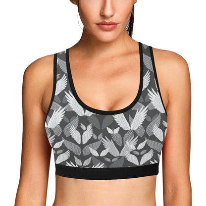 Angel Wings Pattern Design Themed Print Sports Bra