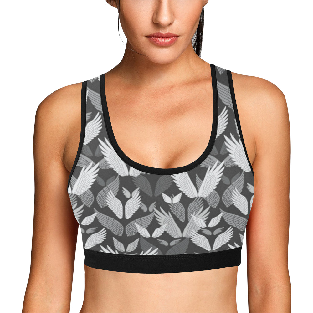 Angel Wings Pattern Design Themed Print Sports Bra