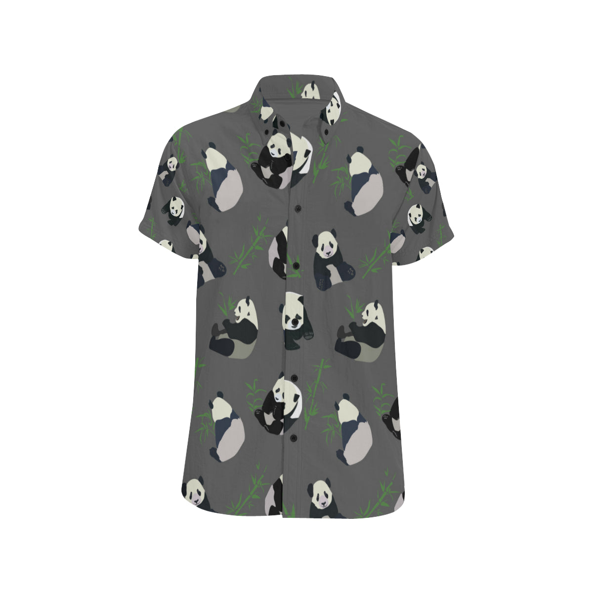 Panda Pattern Print Design A06 Men's Short Sleeve Button Up Shirt