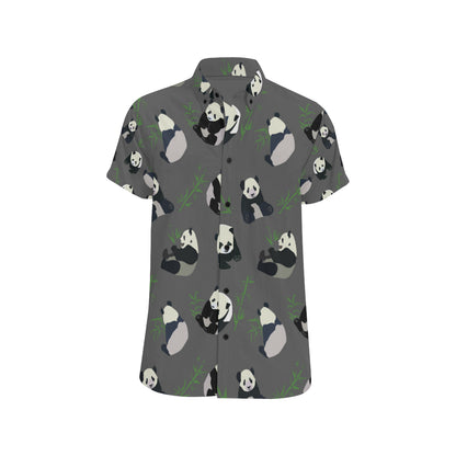 Panda Pattern Print Design A06 Men's Short Sleeve Button Up Shirt