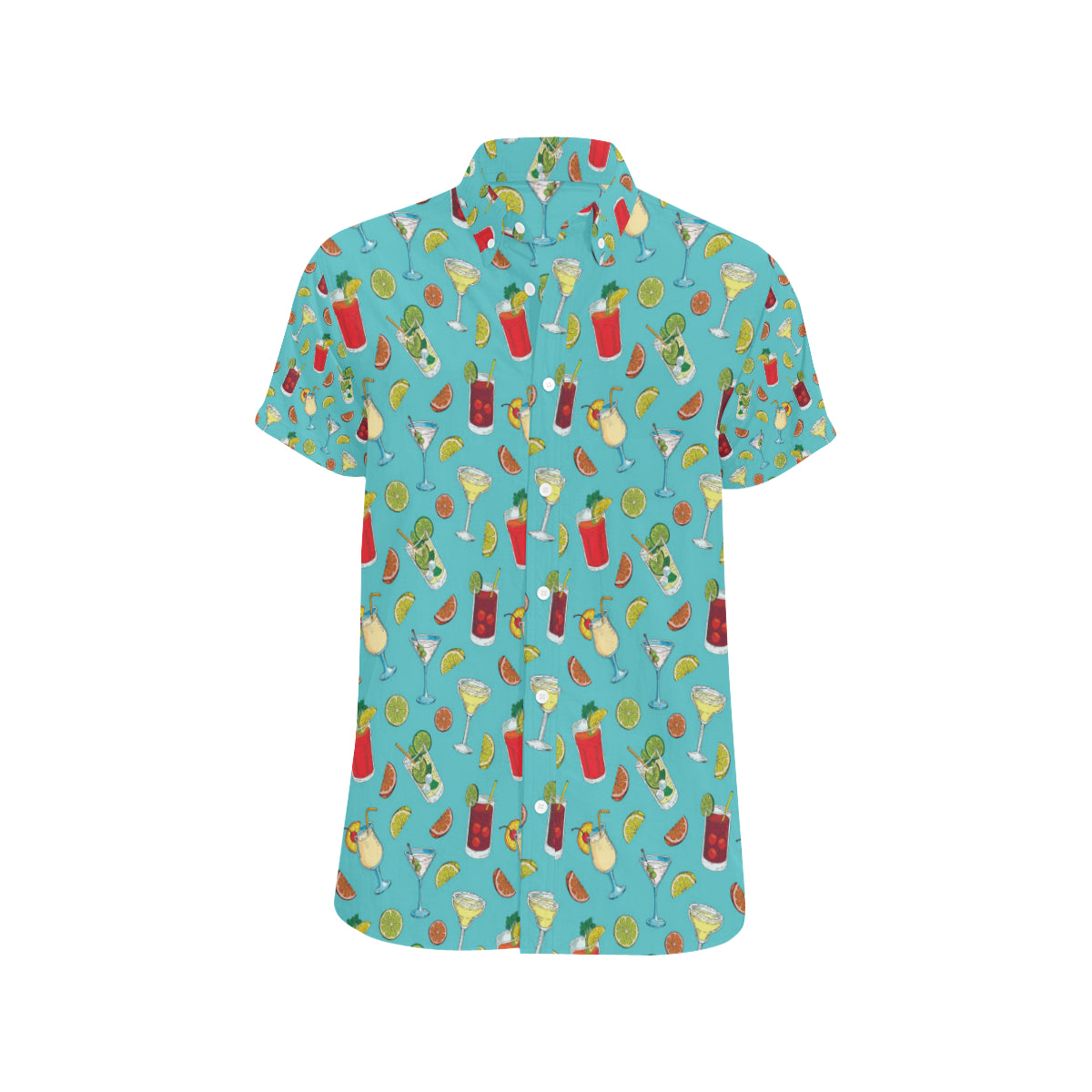 Cocktail Pattern Print Design 05 Men's Short Sleeve Button Up Shirt