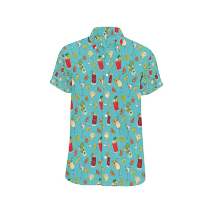 Cocktail Pattern Print Design 05 Men's Short Sleeve Button Up Shirt