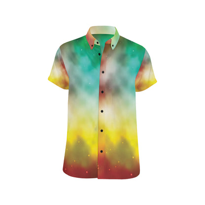 Nebula Pattern Print Design A04 Men's Short Sleeve Button Up Shirt