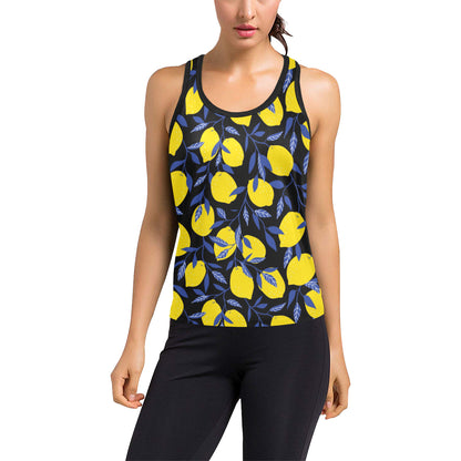 Lemon Pattern Print Design LM01 Women's Racerback Tank Top