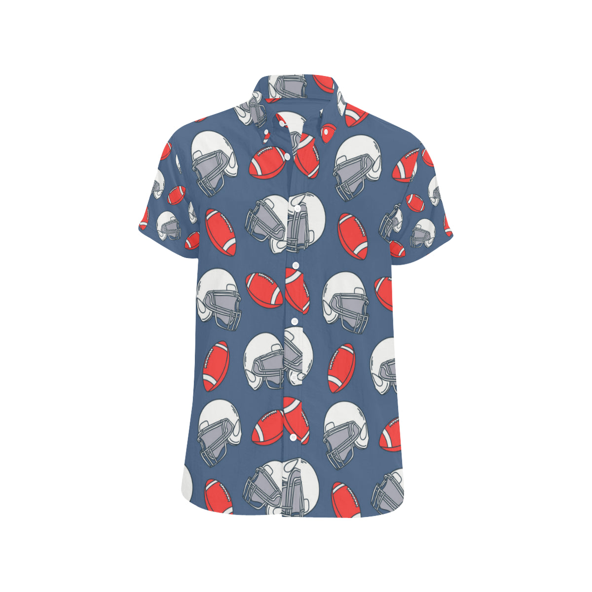 American Football Helmet Design Pattern Men's Short Sleeve Button Up Shirt