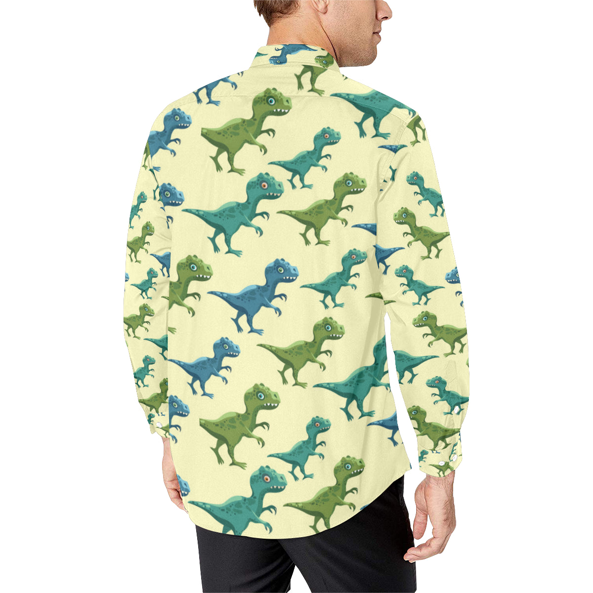 T Rex Pattern Print Design A04 Men's Long Sleeve Shirt
