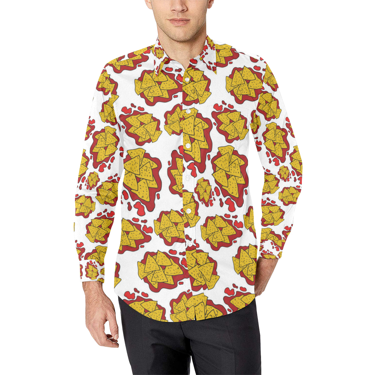 Nachos Pattern Print Design A03 Men's Long Sleeve Shirt
