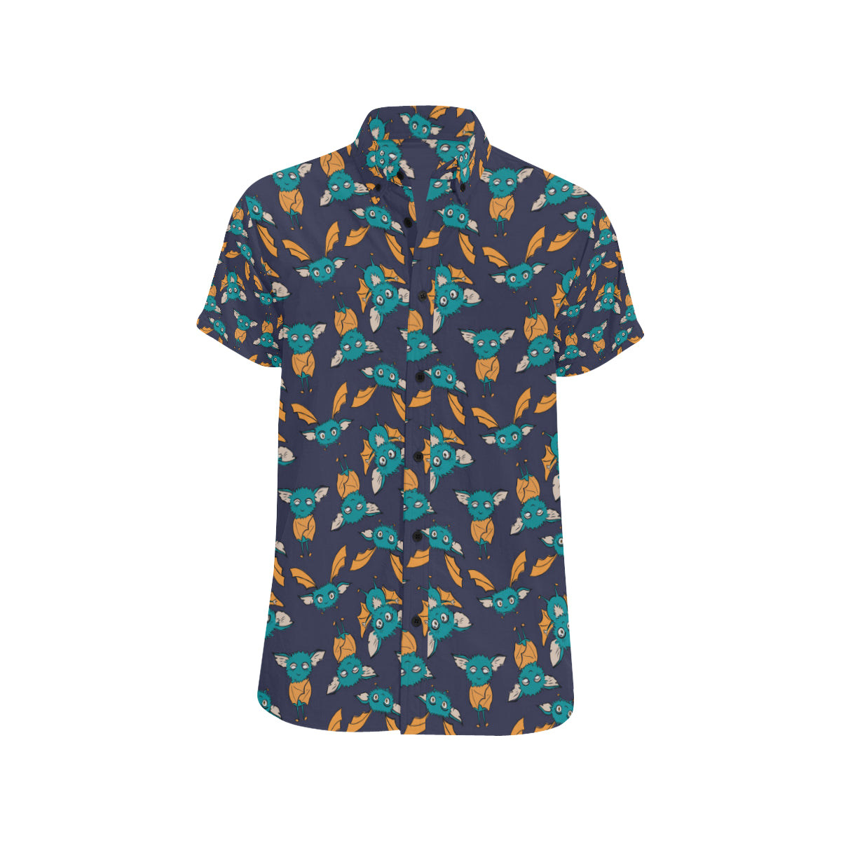 Bat Pattern Print Design 07 Men's Short Sleeve Button Up Shirt