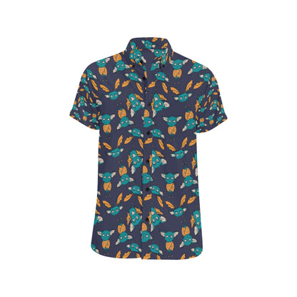 Bat Pattern Print Design 07 Men's Short Sleeve Button Up Shirt