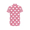 Heart Key Pattern Print Design HE09 Men's Short Sleeve Button Up Shirt