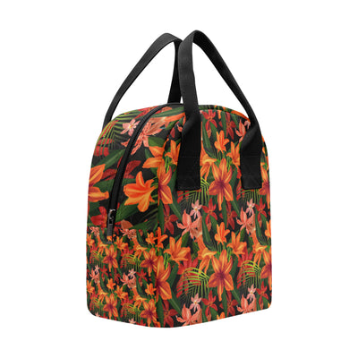 Amaryllis Pattern Print Design AL05 Insulated Lunch Bag