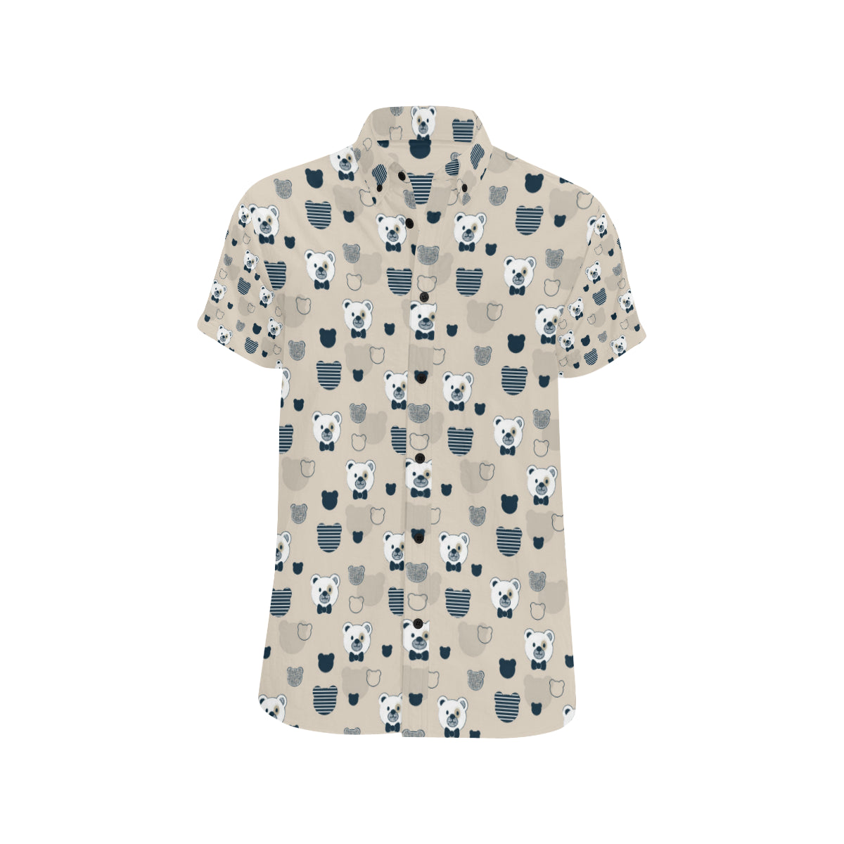 Bear Pattern Print Design 05 Men's Short Sleeve Button Up Shirt