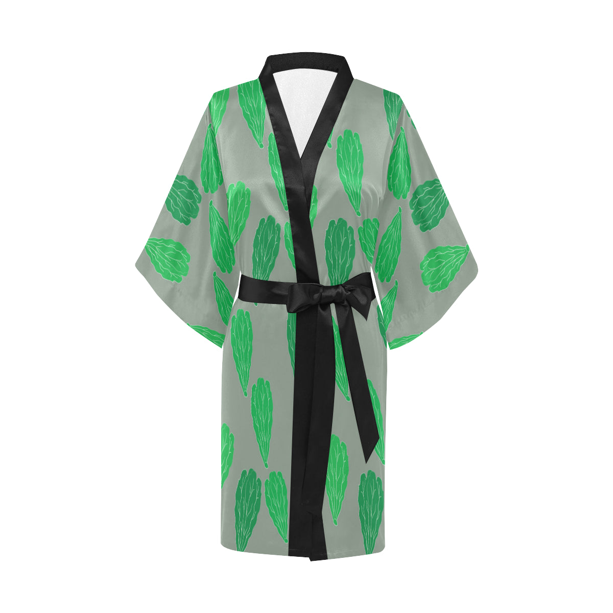 Lettuce Pattern Print Design 02 Women's Short Kimono