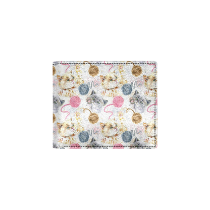 Cat Playing Yarn Pattern Print Design 07 Men's ID Card Wallet
