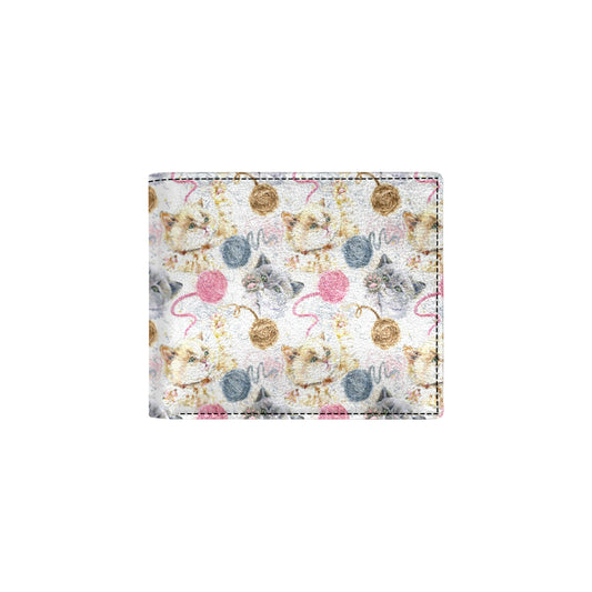 Cat Playing Yarn Pattern Print Design 07 Men's ID Card Wallet