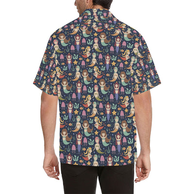 Mermaid Cartoon Pattern Print Design 03 Men's Hawaiian Shirt
