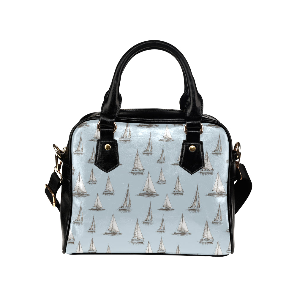 Sailing Ships Pattern Print Design A01 Shoulder Handbag