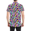 Neon Feather Pattern Print Design A02 Men's Short Sleeve Button Up Shirt