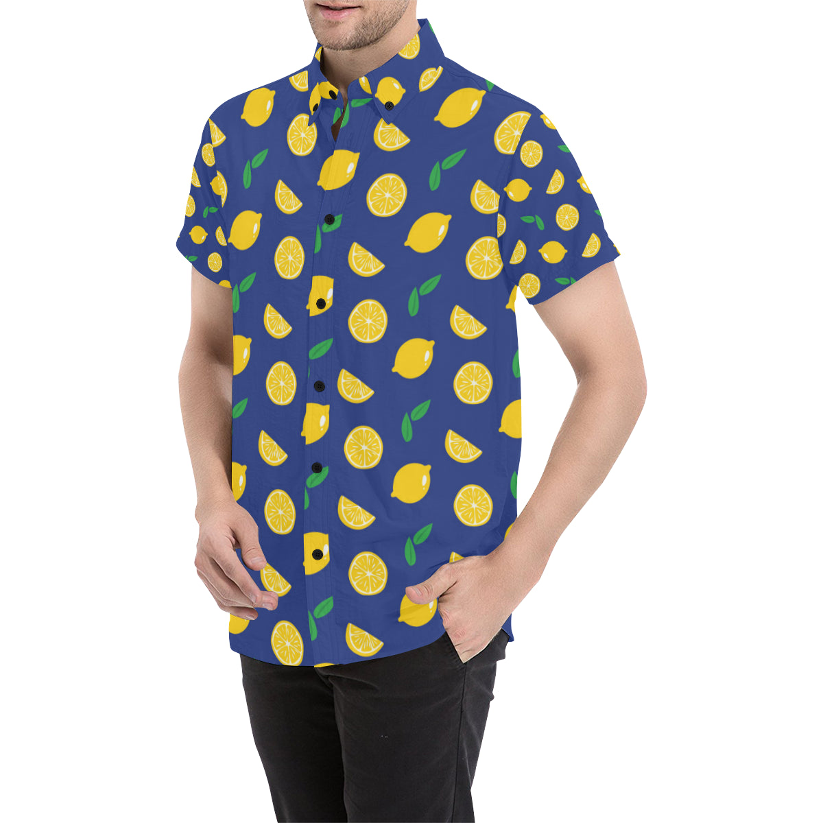 Citrus  Pattern Print Design 02 Men's Short Sleeve Button Up Shirt