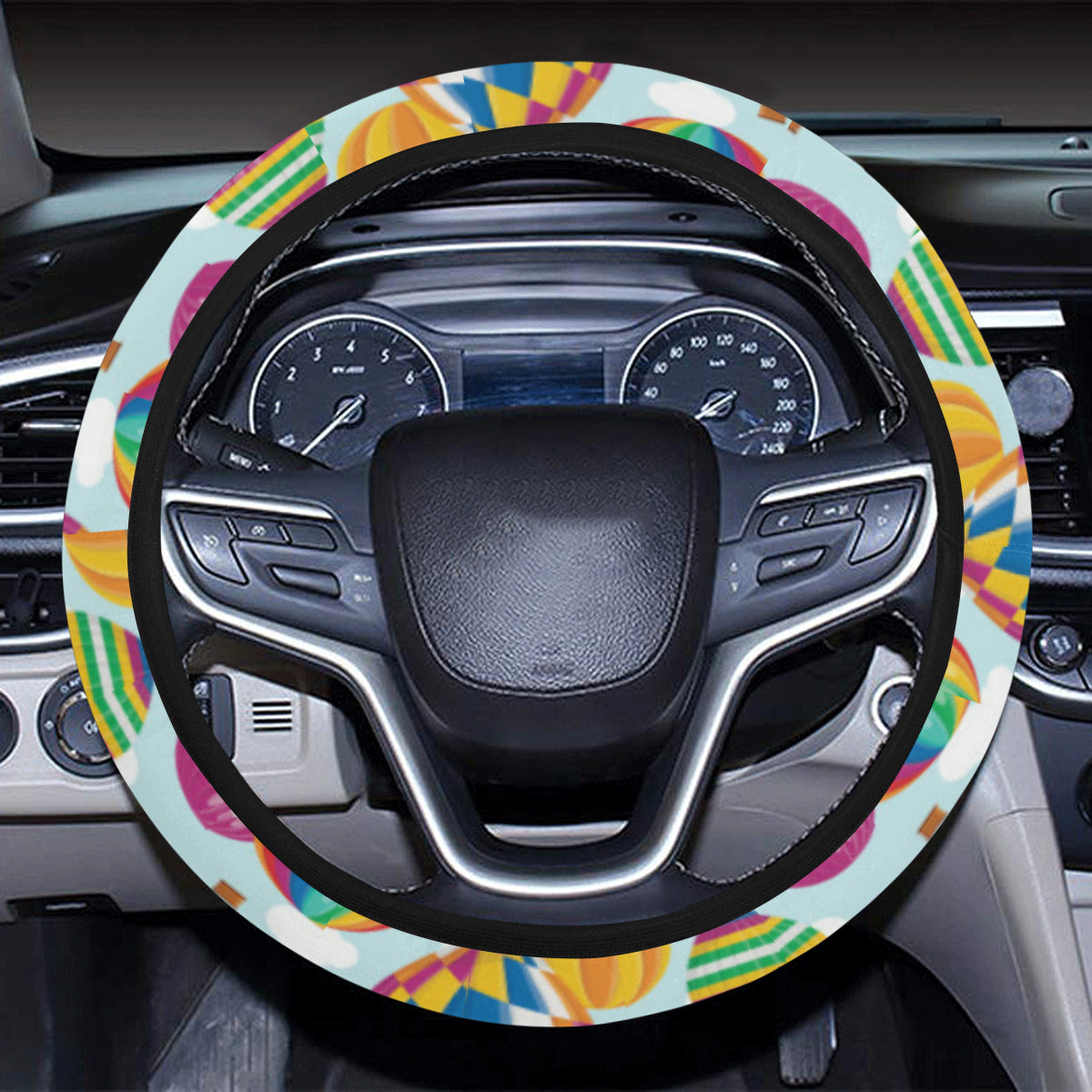 Ballon Pattern Print Design 07 Steering Wheel Cover with Elastic Edge
