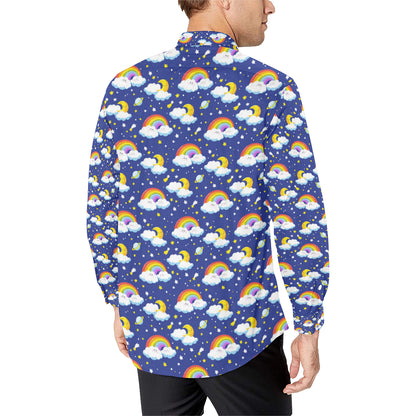 Rainbow Space Design Print Men's Long Sleeve Shirt