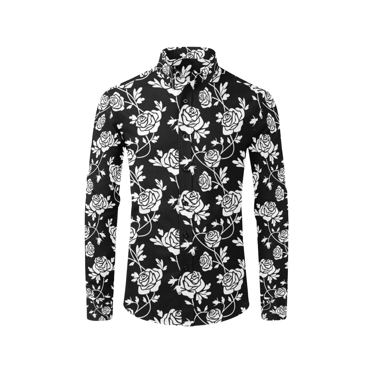 Rose Pattern Print Design RO013 Men's Long Sleeve Shirt