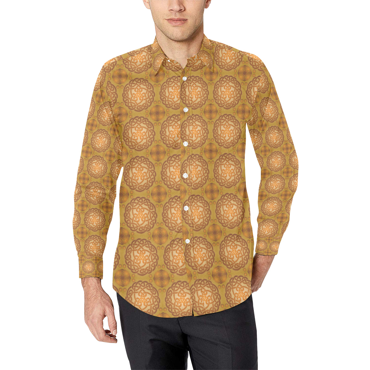 Celtic Pattern Print Design 01 Men's Long Sleeve Shirt