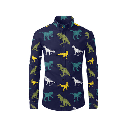 T Rex Pattern Print Design A07 Men's Long Sleeve Shirt