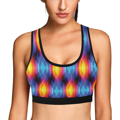 Flame Fire Blue Design Print Sports Bra